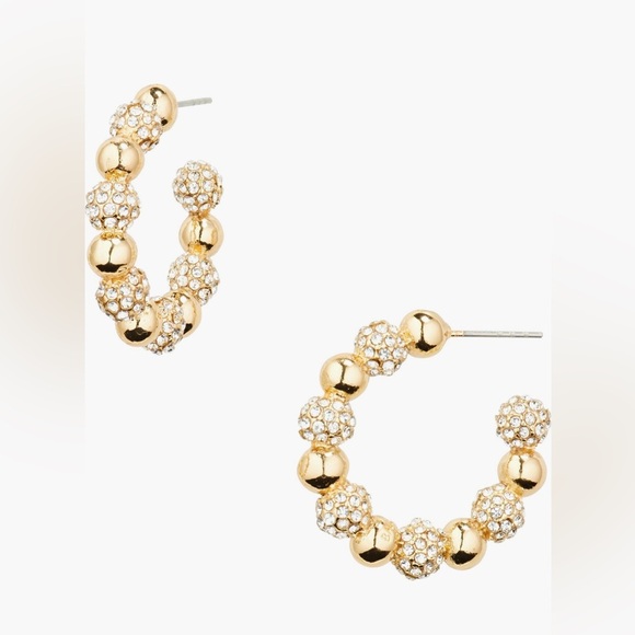 BaubleBar Jewelry - BaubleBar Crystal Pave Hoop Earrings NWT